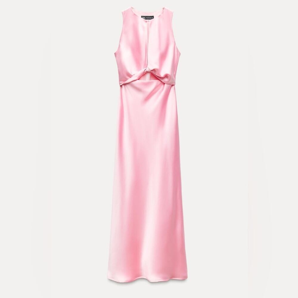 NWT-Zara- SATIN EFFECT CUT OUT MIDI DRESS-S